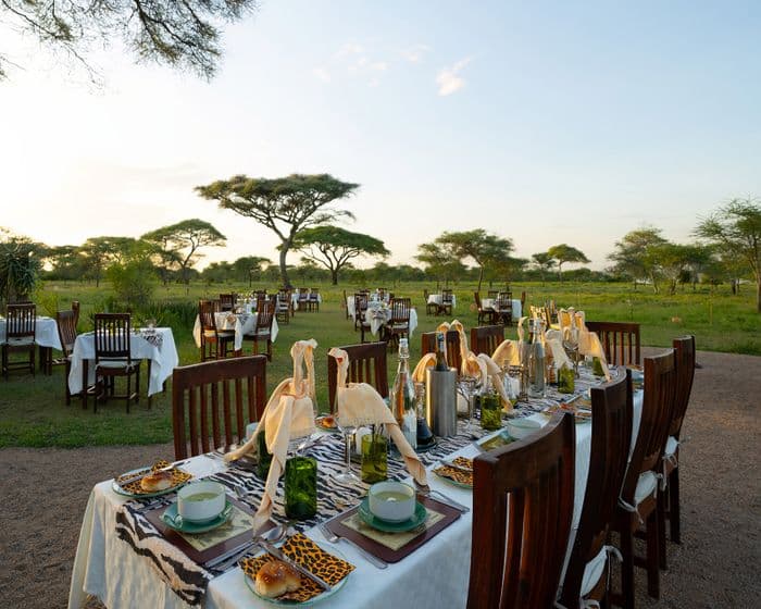 ndutu lodge dinner on the lawn